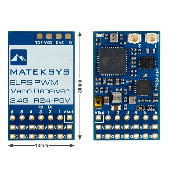 MATEK MATEKSYS R24-P6V EXPRESSLRS 2.4GHZ PWM VARIO 2.4GHz ISM 22.5dbm (180mW) for RC Drone